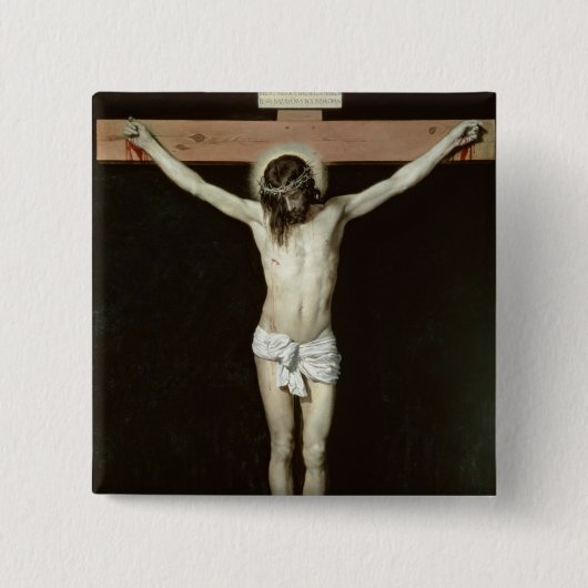 Christus op het kruis, c.1630 vierkante button 5,1 cm (Voorkant)