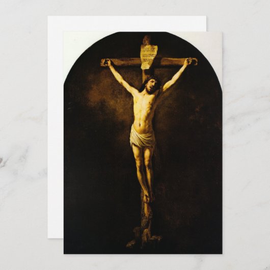 Christus op het kruis door Rembrandt Feestdagenkaart (Voorkant / Achterkant)