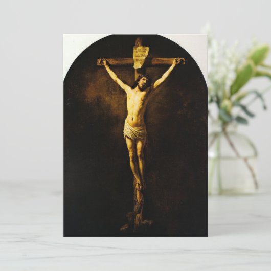 Christus op het kruis door Rembrandt Feestdagenkaart (Staand voorkant)