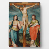 Christus op het kruis met heiligen fotoplaat (voorkant)