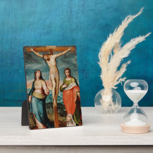 Christus op het kruis met heiligen fotoplaat (Zijkant)