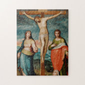 Christus op het kruis met heiligen legpuzzel (Verticaal)