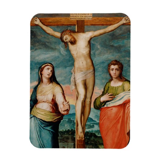 Christus op het kruis met heiligen magneet (Verticaal)