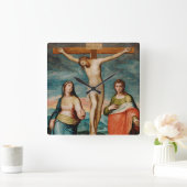 Christus op het kruis met heiligen vierkante klok (Huis)