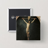 Christus op het kruis vierkante button 5,1 cm (Voorkant /achterkant)