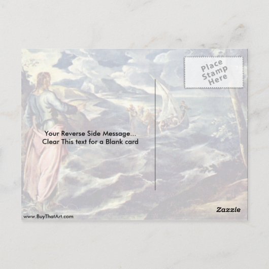 Christus op het Zee van Galilea door Jacopo Tintor Briefkaart (Achterkant)