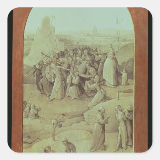 Christus op weg naar Calvariatie Vierkante Sticker (Voorkant)