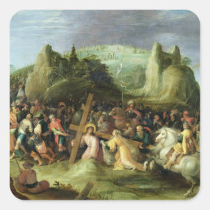 Christus op weg naar Calvariatie Vierkante Sticker