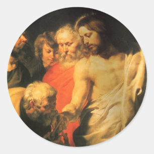 Christus' opdracht aan Petrus door Sir Peter Paul  Ronde Sticker