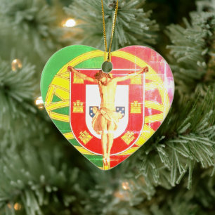 Christus over de Portugese vlag Keramisch Ornament