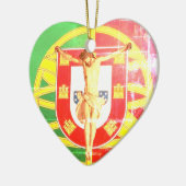 Christus over de Portugese vlag Keramisch Ornament (Links)