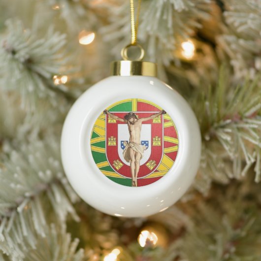 Christus over de Portugese vlag Keramische Bal Ornament (Boom)