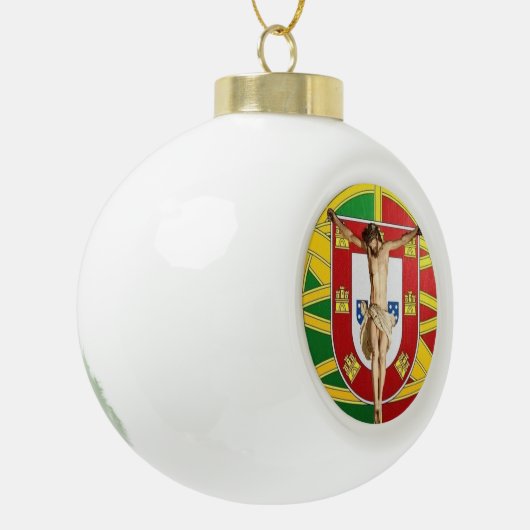 Christus over de Portugese vlag Keramische Bal Ornament (Links)