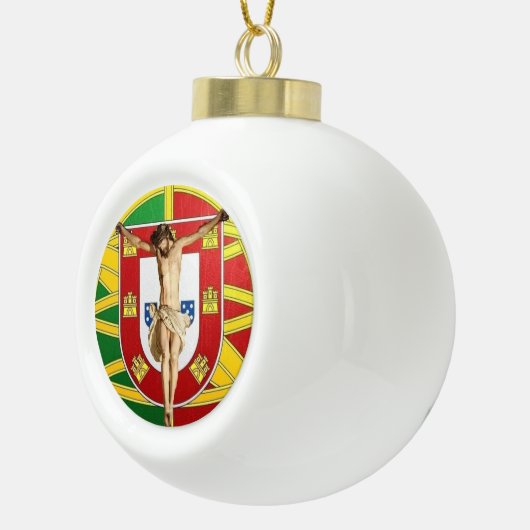 Christus over de Portugese vlag Keramische Bal Ornament (Rechts)