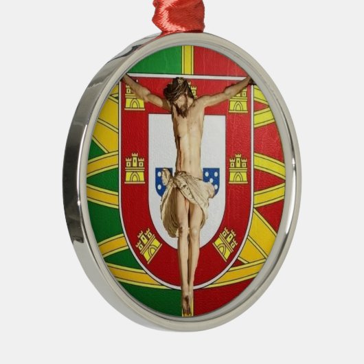 Christus over de Portugese vlag Metalen Ornament (Rechts)