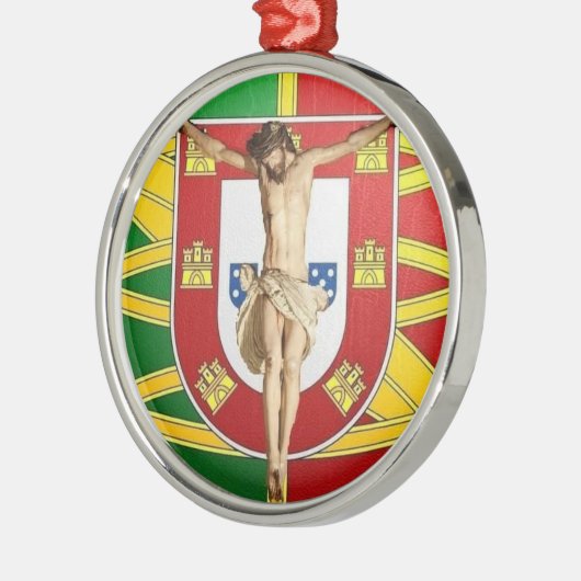 Christus over de Portugese vlag Metalen Ornament (Links)