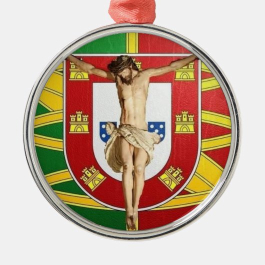 Christus over de Portugese vlag Metalen Ornament (Voorkant)