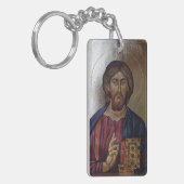 Christus Pantocrator - Byzantijns stijlpictogram Sleutelhanger (Voorkant Links)