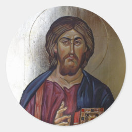 Christus Pantocrator - Byzantijnse stijl icoon Ronde Sticker
