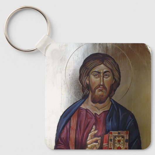 Christus Pantocrator - Byzantijnse stijl icoon Sleutelhanger (Voorkant)