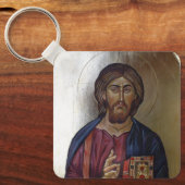 Christus Pantocrator - Byzantijnse stijl icoon Sleutelhanger (Voorkant)