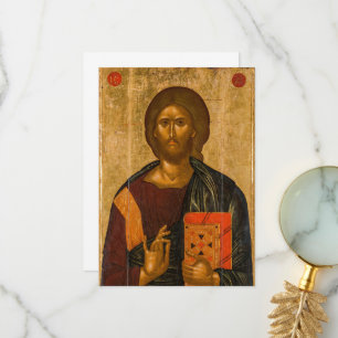 Christus Pantocrator door Byzantine Icon Bedankkaart