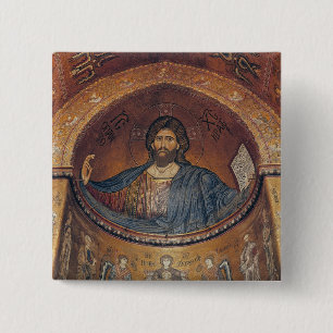 Christus Pantocrator en Madonna Vierkante Button 5,1 Cm