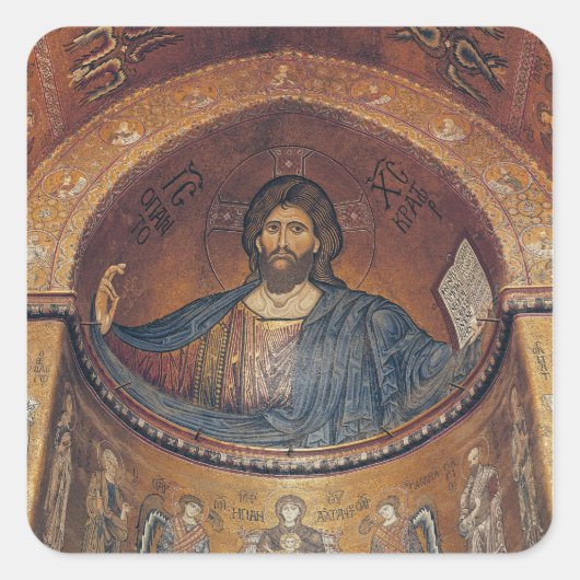 Christus Pantocrator en Madonna Vierkante Sticker (Voorkant)