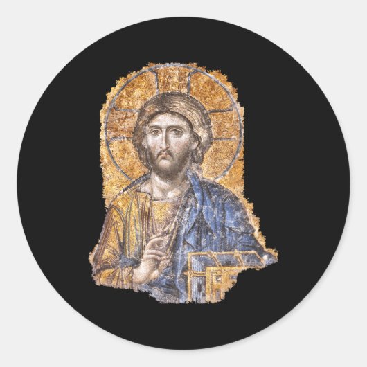 Christus Pantocrator Icon Hagia Sophia Katholiek G Ronde Sticker (Voorkant)