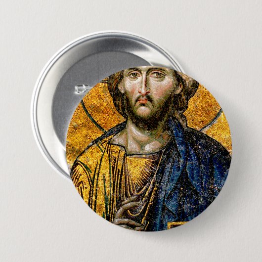 Christus Pantocrator Mosaic Ronde Button 7,6 Cm (Voorkant /achterkant)