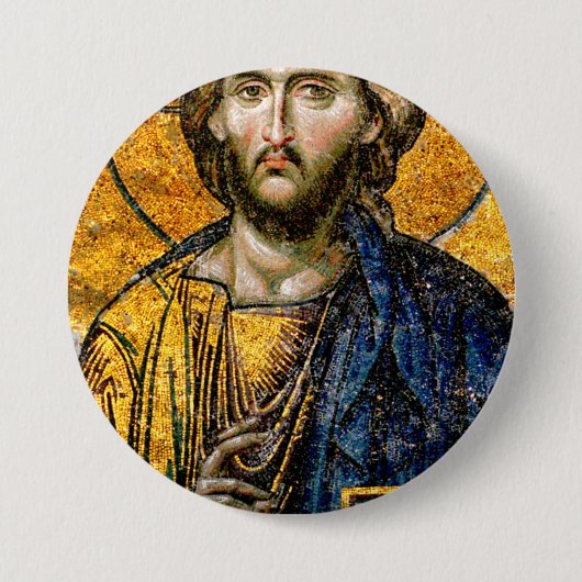 Christus Pantocrator Mosaic Ronde Button 7,6 Cm (Voorkant)