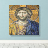 Christus Pantocrator Mosiac Iconic Religic Roman A Canvas Afdruk (Insitu (Houten vloer))