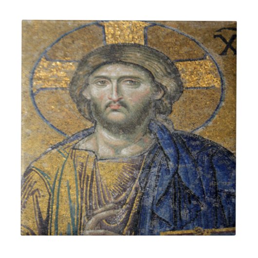Christus Pantocrator Mosiac Iconic Religic Roman A Tegeltje (Voorkant)