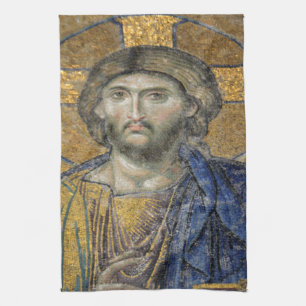 Christus Pantocrator Mosiac Iconic Religic Roman A Theedoek