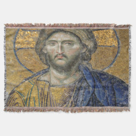 Christus Pantocrator Mozaïek Iconische Religieuze  Deken