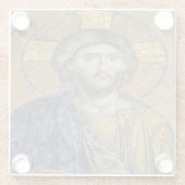 Christus Pantocrator Mozaïek Iconische Religieuze  Glazen Onderzetter (Achterkant)