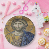 Christus Pantocrator Mozaïek Iconische Religieuze  Papieren Bordje (Feest)