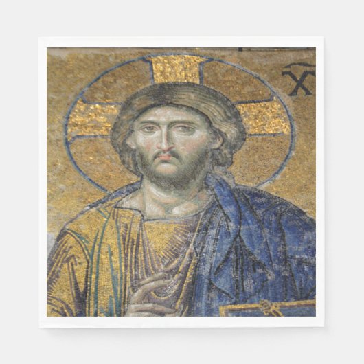 Christus Pantocrator Mozaïek Iconische Religieuze  Servet (Voorkant)