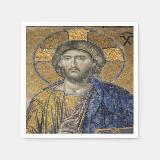 Christus Pantocrator Mozaïek Iconische Religieuze  Servet (Voorkant)