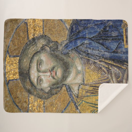 Christus Pantocrator Mozaïek Iconische Religieuze  Sherpa Deken (Voorkant (horizontaal))