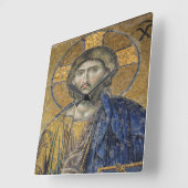Christus Pantocrator Mozaïek Iconische Religieuze  Vierkante Klok (Hoek)