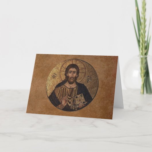 Christus Pantocrator Mozaïek Religieus Feestdagen Kaart (Voorkant)