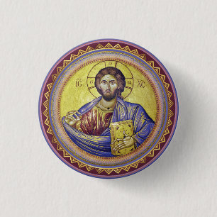 Christus Pantocrator Orthodox Icoon Ronde Button 3,2 Cm
