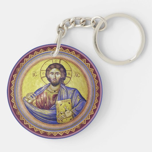 Christus Pantocrator Orthodox Icoon Sleutelhanger (Achterkant)
