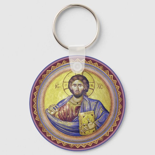 Christus Pantocrator Orthodox Icoon Sleutelhanger (Voorkant)