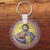 Christus Pantocrator Orthodox Icoon Sleutelhanger (Voorkant)