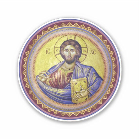 Christus Pantocrator Orthodox Icoon Sticker (Voorkant)