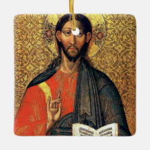 Christus Pantocrator Orthodoxe Icoon 16e Eeuw Keramisch Ornament