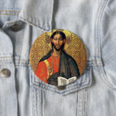Christus Pantocrator Orthodoxe Icoon 16e eeuw  Ronde Button 4,0 Cm (In situ)