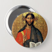 Christus Pantocrator Orthodoxe Icoon 16e eeuw  Ronde Button 4,0 Cm (Voorkant /achterkant)